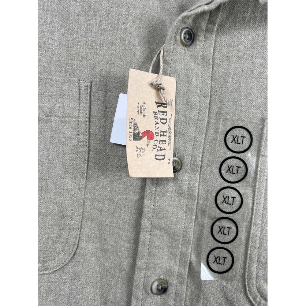 RedHead Button Down Shirt Mens XLT Tan Long Sleeve Cotton Flannel Tall NWT - Picture 5 of 9